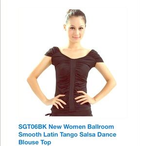 Short Sleeve Black Latin Dance Top